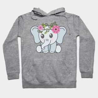 Baba Elephant with crown of flowers Hoodie